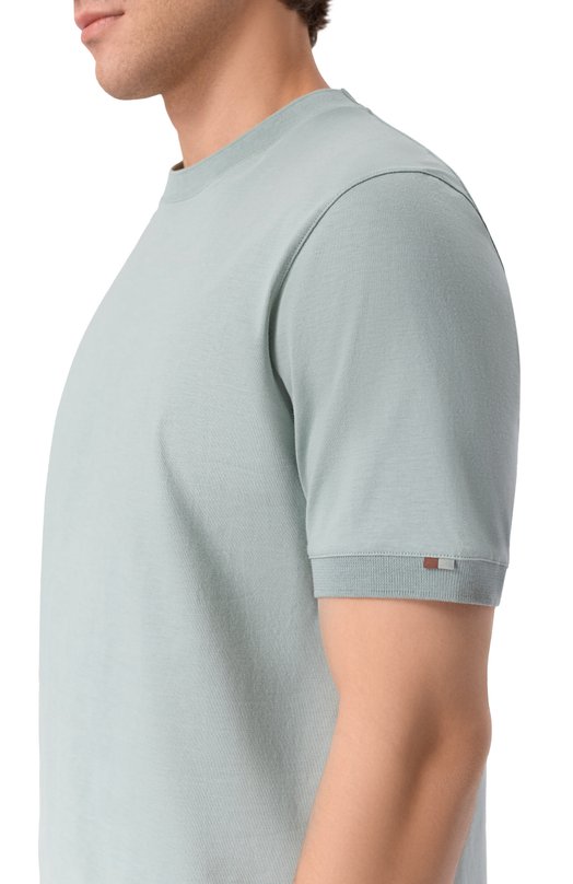 Хлопковая футболка Canali T0930/MJ02435 Голубой  T0930/MJ02435 Фото 5