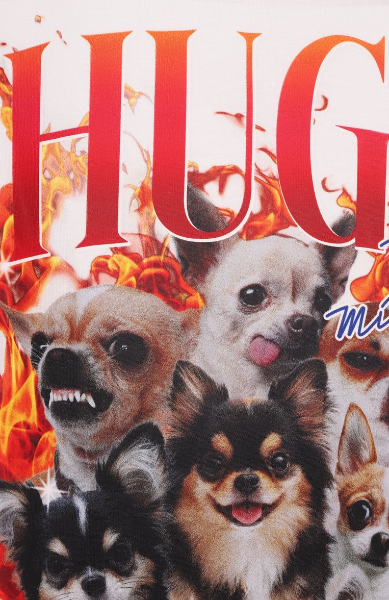Мужская хлопковая футболка HUGO белого цвета, арт. 50538259 | Фото 6 (Длина (для топов): Удлиненные; Материал внешний: Хлопок; Рукава: Короткие; Принт: С принтом; Стили: Кэжуэл; Мужское Кросс-КТ: Футболка-одежда)