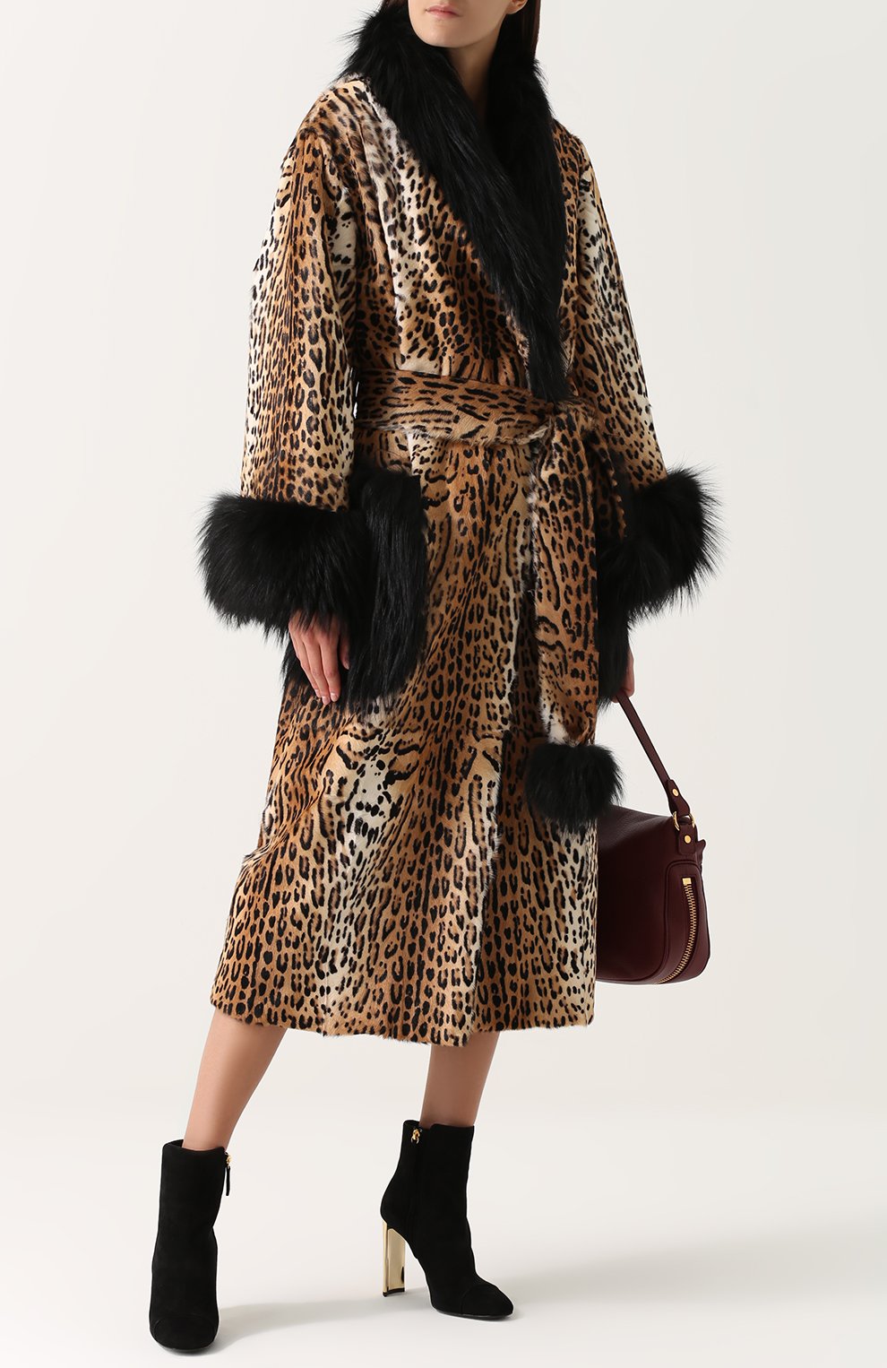 Шуба из меха козлика с отделкой из меха лисы DOLCE & GABBANA, арт. 0102/F0T17F/FUPRL, фото 2