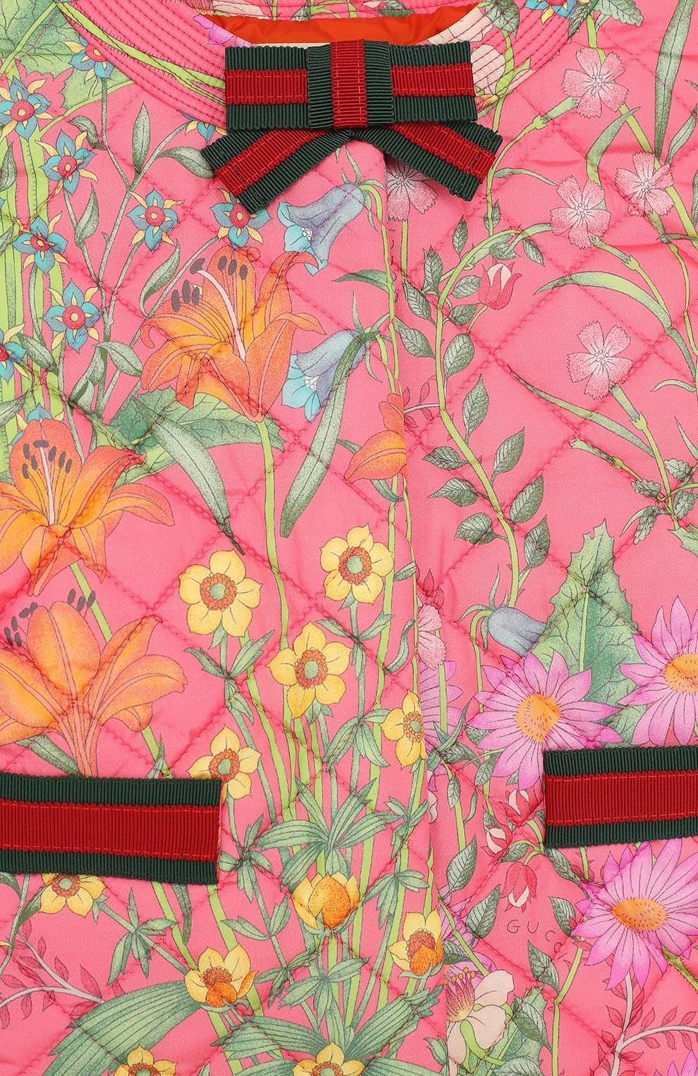 Стеганая куртка с принтом и круглым вырезом GUCCI розового цвета по цене 46850 руб., арт. 503518/XBD53, фото 3 Стеганая куртка с принтом и круглым вырезом GUCCI, арт. 503518/XBD53, фото 3