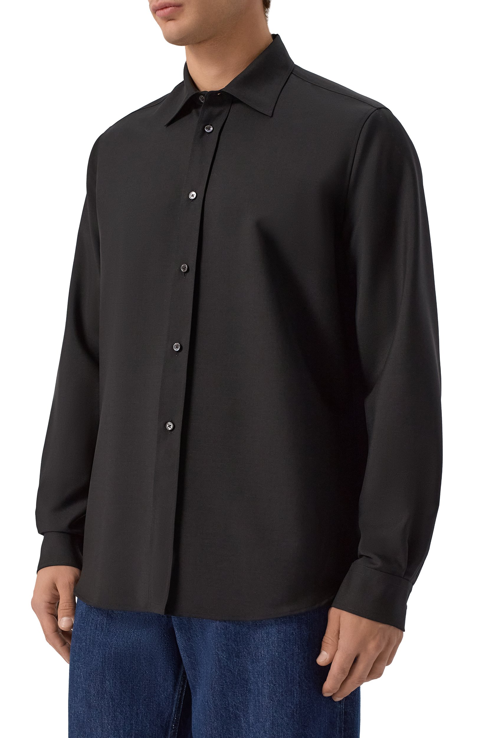 Шерстяная рубашка JIL SANDER черного цвета по цене 156000 руб., арт. J22DL0401/J41444, фото 3 Шерстяная рубашка JIL SANDER, арт. J22DL0401/J41444, фото 3