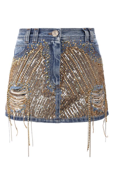 Женская джинсовая юбка BALMAIN, арт. TF14016/D012