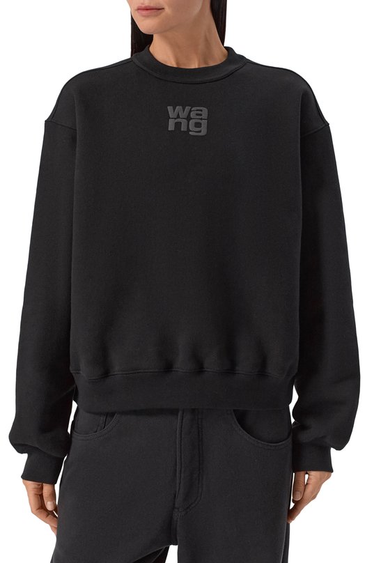 Хлопковый свитшот alexanderwang.t 4CC3241508 Чёрный  4CC3241508 Фото 3