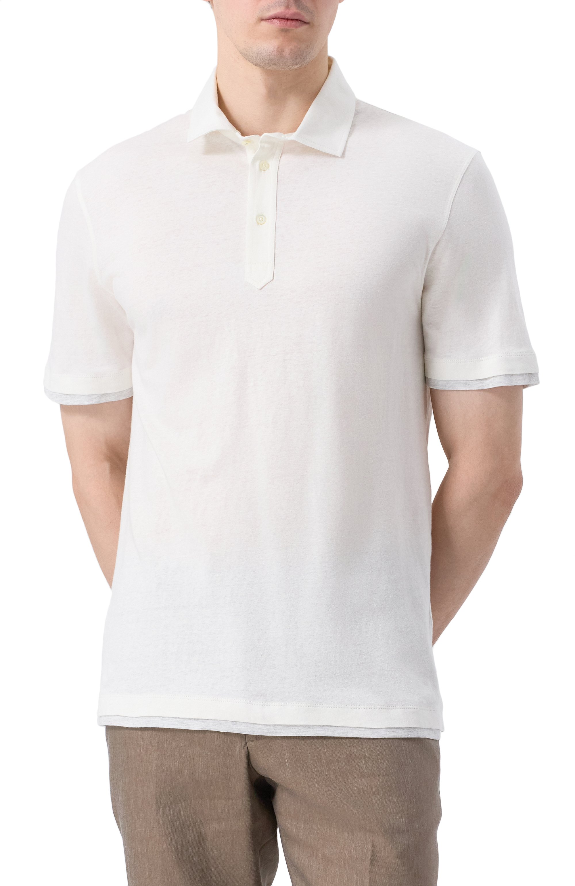 Поло изо льна и хлопка BRUNELLO CUCINELLI, арт. MW8353966, фото 3