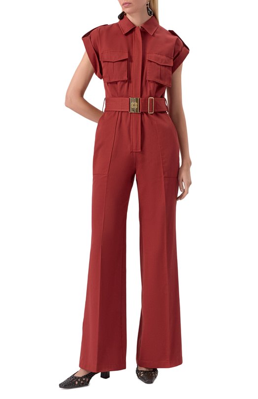 Хлопковый комбинезон Elie Saab JU079NS25/GA002 Бордовый  JU079NS25/GA002 Фото 3