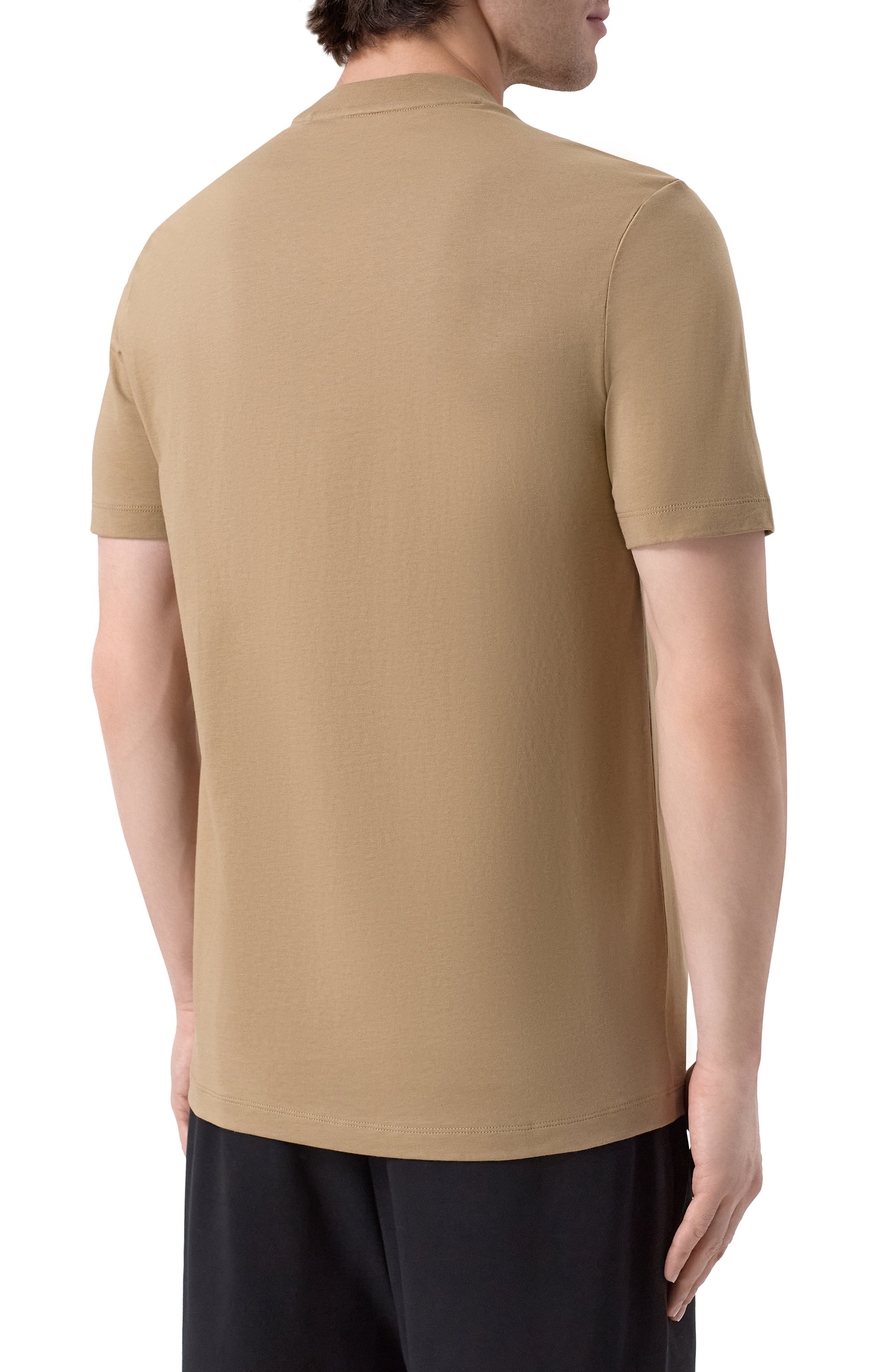 Хлопковая футболка BOSS темно-бежевого цвета по цене 14500 руб., арт. 50555799, фото 4 Хлопковая футболка BOSS, арт. 50555799, фото 4