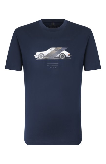 Мужская хлопковая футболка boss x porsche BOSS темно-синего цвета, арт. 50531455 | Фото 1 (Драгоценные камни: Проставлено; Материал сплава: Проставлено; Длина (для топов): Стандартные; Материал внешний: Хлопок; Рукава: Короткие)