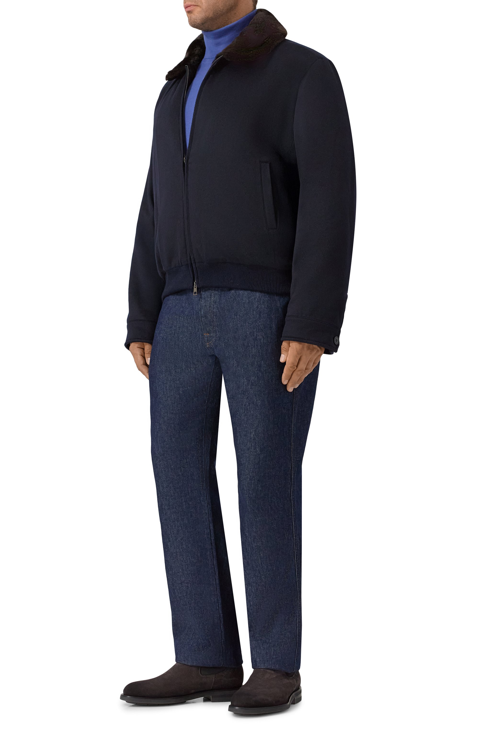 Бомбер с подкладкой из бобра ANDREA CAMPAGNA темно-синего цвета по цене 685500 руб., арт. 25U029-CUNWSCNX/58-60, фото 2 Бомбер с подкладкой из бобра ANDREA CAMPAGNA, арт. 25U029-CUNWSCNX/58-60, фото 2