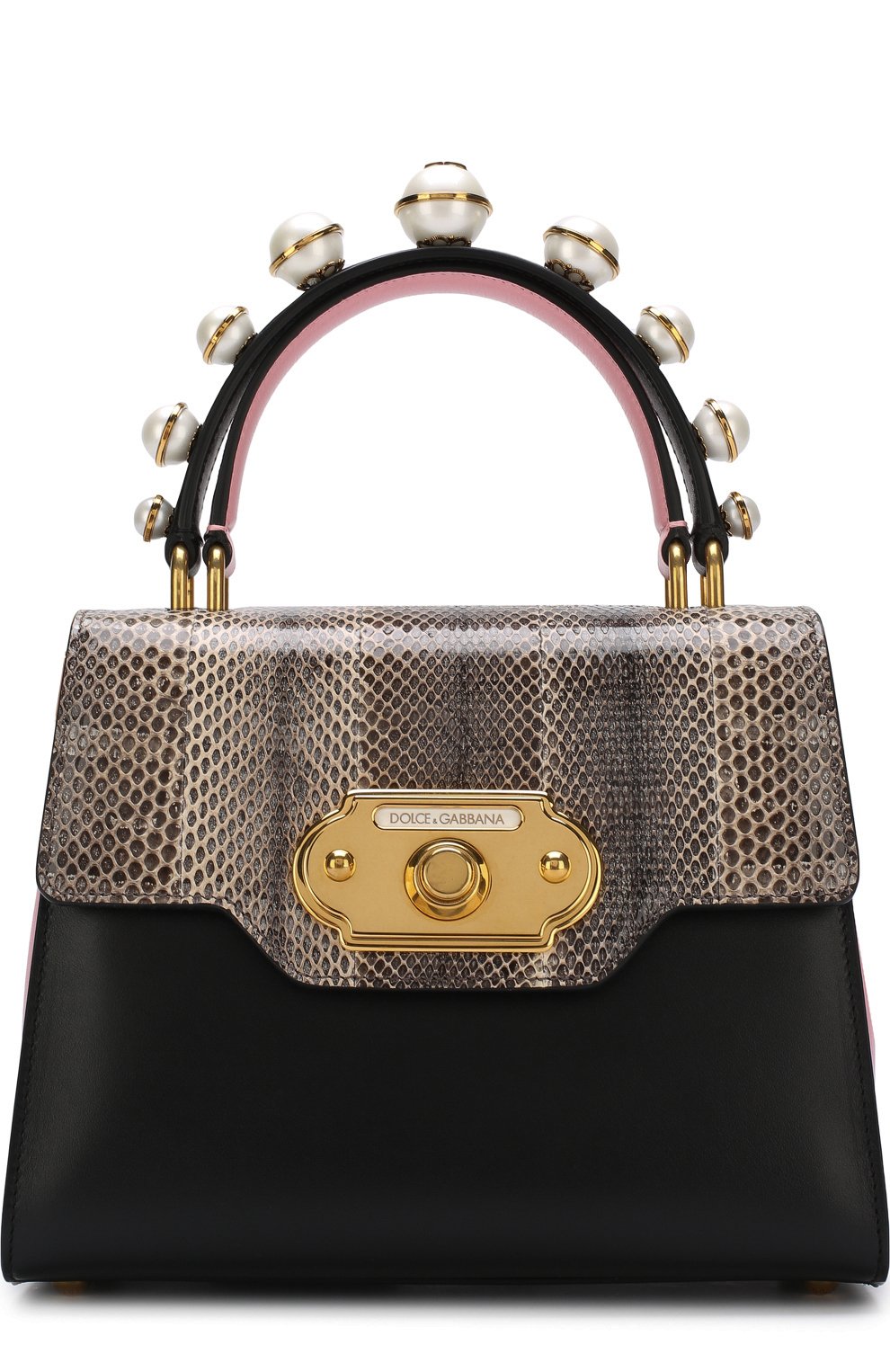 Сумка welcome с отделкой из кожи змеи и меха кролика DOLCE & GABBANA, арт. BB6374/AH660, фото 1