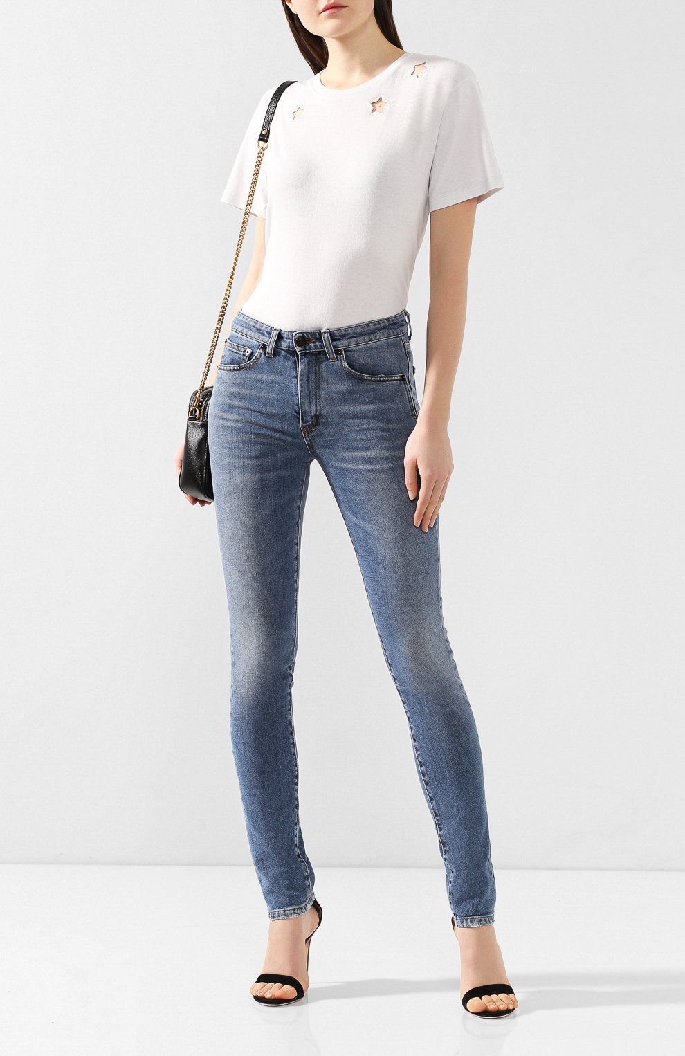 Хлопковая футболка SAINT LAURENT белого цвета по цене 41950 руб., арт. 547700/YB2XE, фото 2 Хлопковая футболка SAINT LAURENT, арт. 547700/YB2XE, фото 2