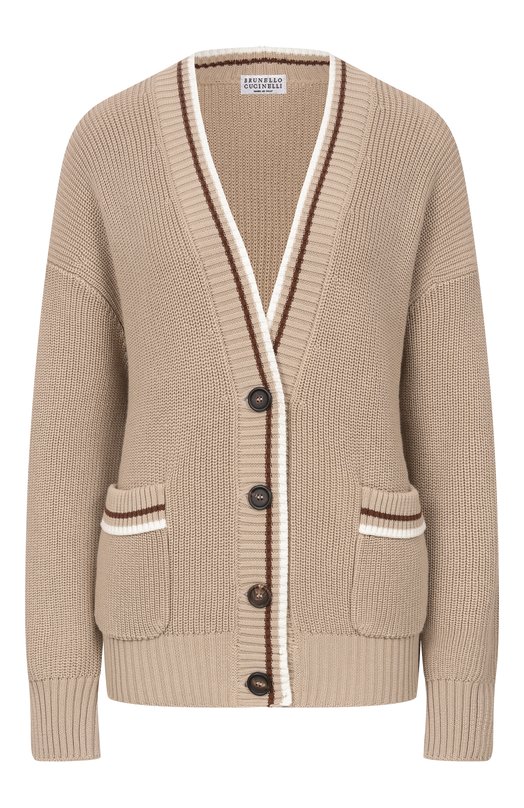 Хлопковый кардиган Brunello Cucinelli M19756306 Бежевый M19756306
