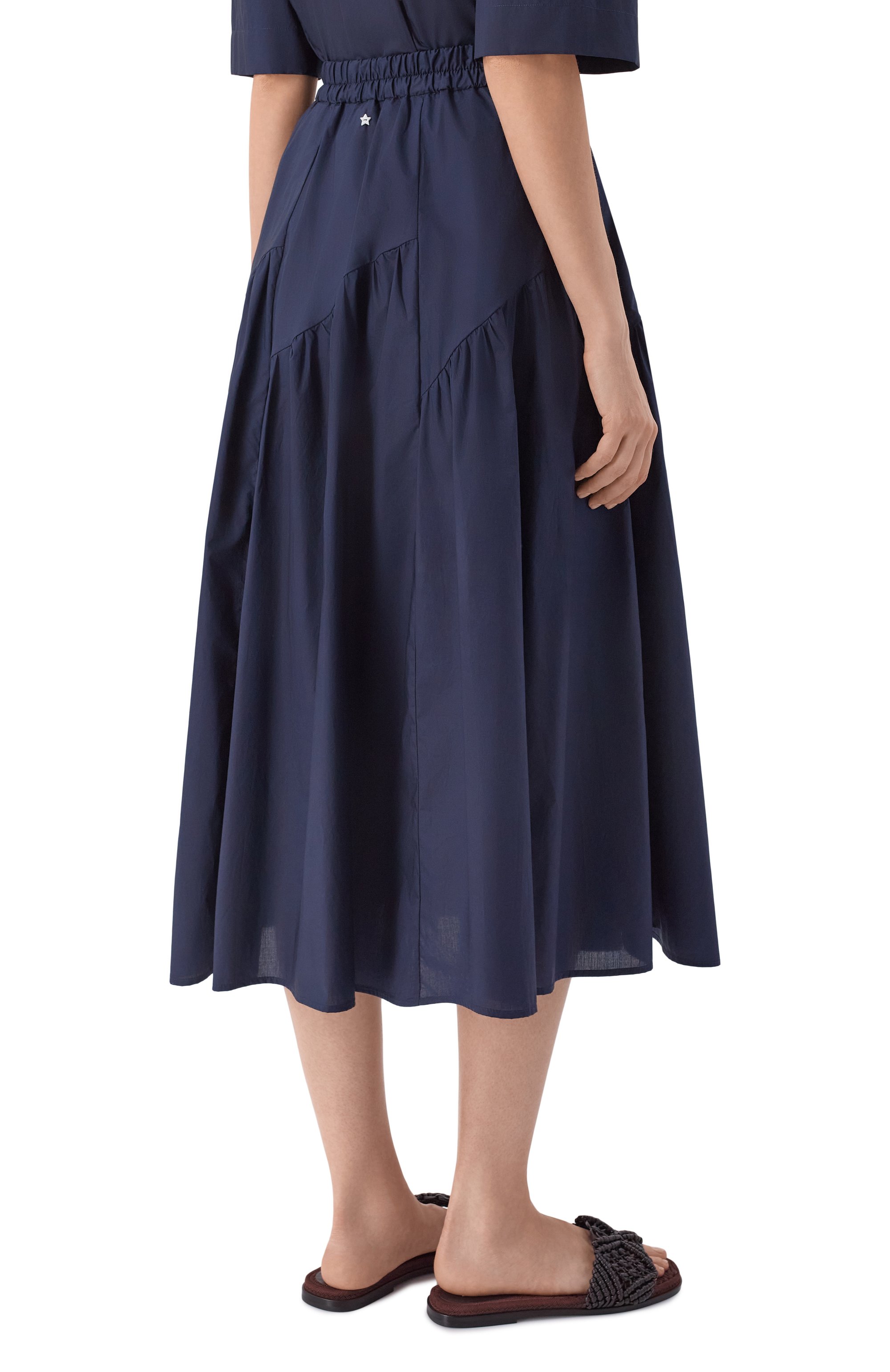 Хлопковая юбка LORENA ANTONIAZZI темно-синего цвета по цене 89600 руб., арт. E2640G043A/5278, фото 4 Хлопковая юбка LORENA ANTONIAZZI, арт. E2640G043A/5278, фото 4