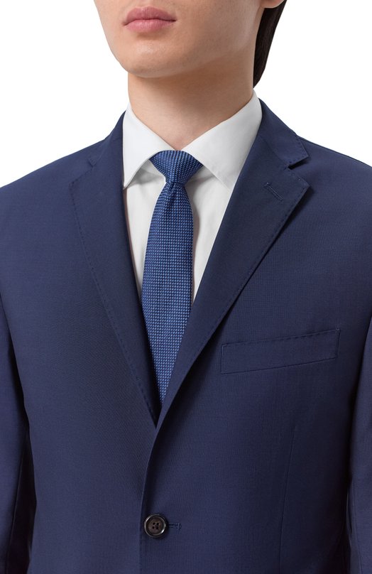Галстук из шелка и льна Canali 18/HJ04592 Синий  18/HJ04592 Фото 2