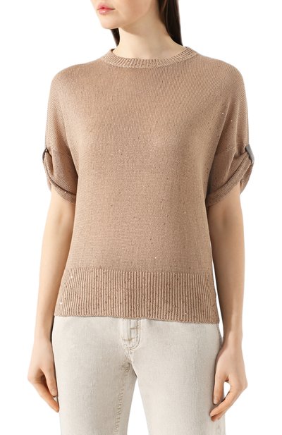 Топ из смеси льна и шелка BRUNELLO CUCINELLI, арт. M10552300, фото 3