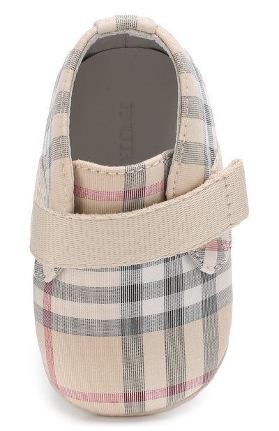 Кожаные пинетки с отделкой BURBERRY серого цвета по цене 15450 руб., арт. 8006418, фото 4 Кожаные пинетки с отделкой BURBERRY, арт. 8006418, фото 4