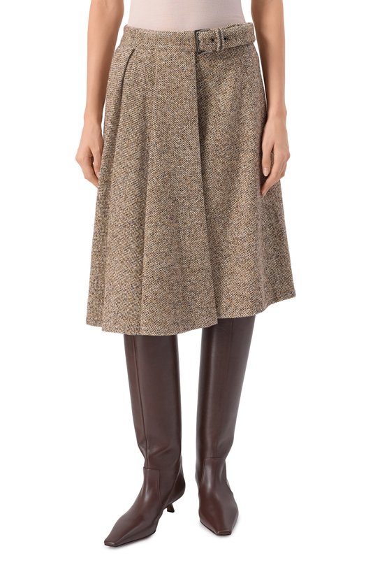 Юбка из шерсти и шелка Brunello Cucinelli MG530G3906 Бежевый  MG530G3906 Фото 3