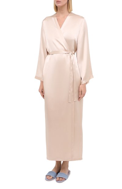 Шелковый халат MARJOLAINE кремового цвета по цене 69390 руб., арт. Laurian, фото 3 Шелковый халат MARJOLAINE, арт. Laurian, фото 3