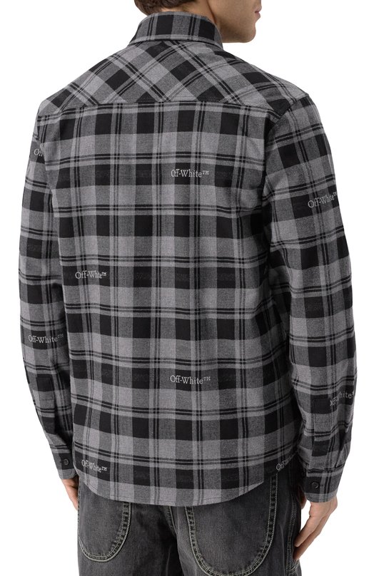 Хлопковая рубашка Off-White 0MGE030C99FAB001 Серый  0MGE030C99FAB001 Фото 4