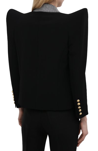 Жакет из вискозы BALMAIN черного цвета по цене 358000 руб., арт. VF0SC060/VA00, фото 4 Жакет из вискозы BALMAIN, арт. VF0SC060/VA00, фото 4
