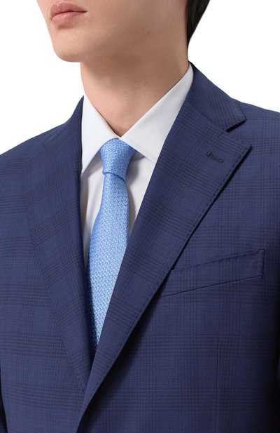 Галстук из шелка и льна CANALI голубого цвета по цене 23150 руб., арт. 18/HJ04547, фото 2 Галстук из шелка и льна CANALI, арт. 18/HJ04547, фото 2