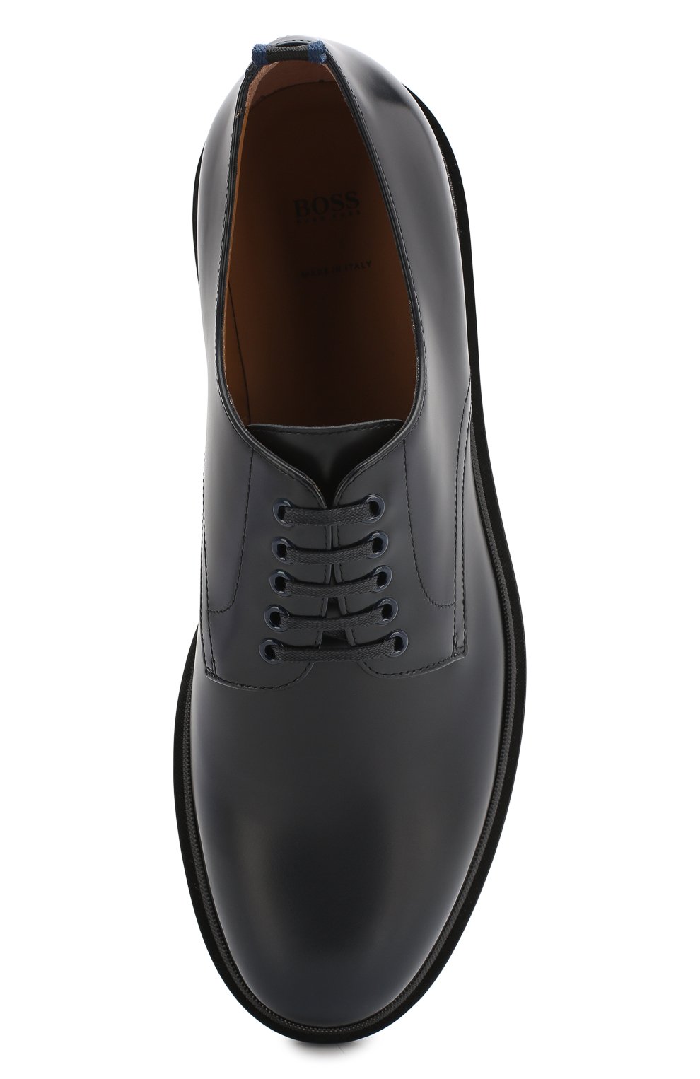 Кожаные дерби BOSS темно-синего цвета по цене 39800 руб., арт. 50428484, фото 5 Кожаные дерби BOSS, арт. 50428484, фото 5
