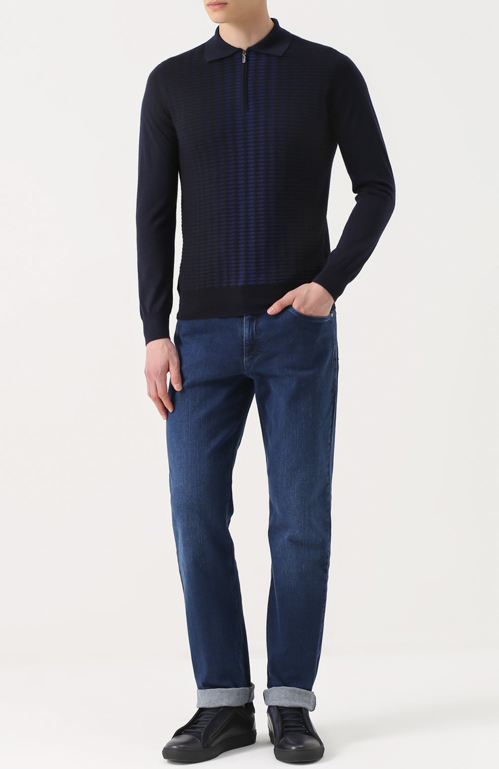 Джинсы прямого кроя с отделкой из кожи крокодила ZILLI, арт. 6130032002, фото 2