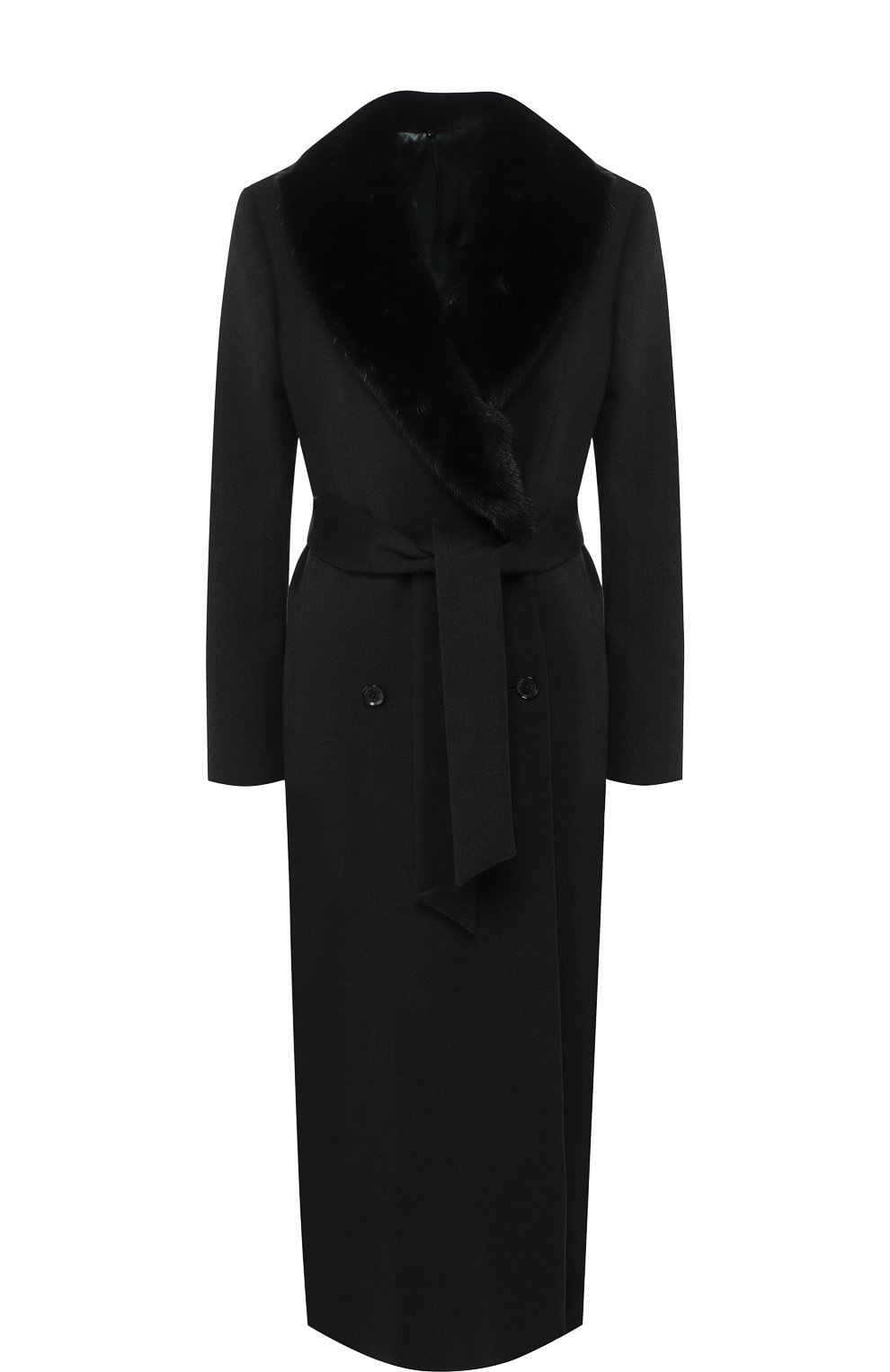 Кашемировое пальто с поясом и меховым воротником KITON, арт. D46619K01P69, фото 1