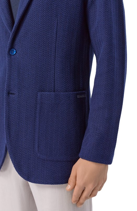 Пиджак из шелка и хлопка Stefano Ricci K616442J02/F26111_003 Синий  K616442J02/F26111_003 Фото 5