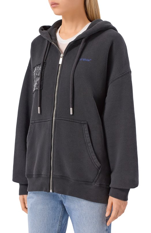 Хлопковая толстовка Off-White 0WBE009F25FLE001 Серый  0WBE009F25FLE001 Фото 3