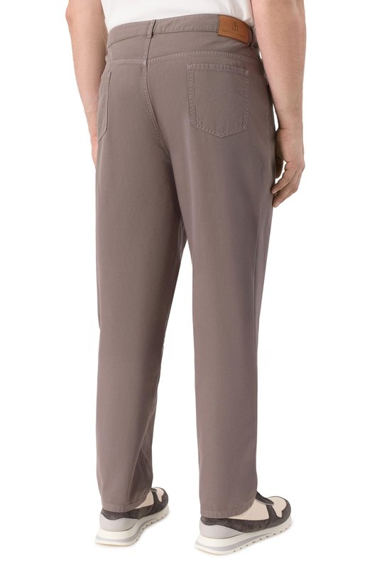 Хлопковые брюки Brunello Cucinelli M252DF101W Коричневый  M252DF101W Фото 4