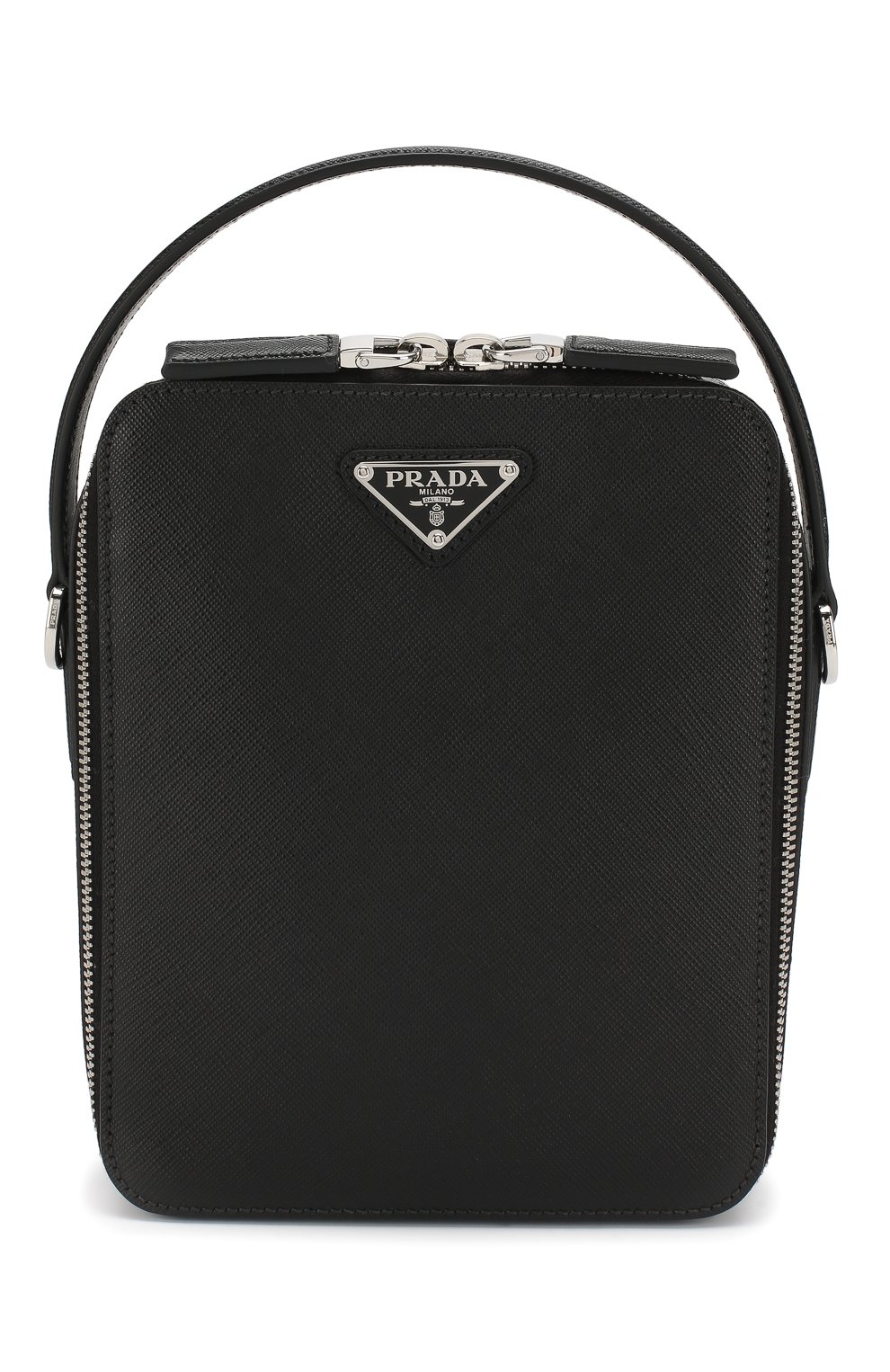 Кожаная сумка-планшет PRADA черного цвета по цене 170000 руб., арт. 2VH066-9Z2-F0002, фото 1 Кожаная сумка-планшет PRADA, арт. 2VH066-9Z2-F0002, фото 1