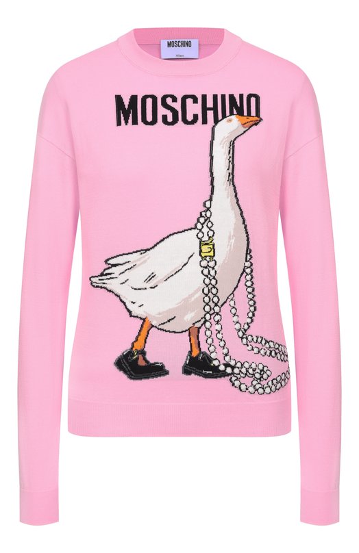 Хлопковый пуловер Moschino V0918/0502 Розовый V0918/0502