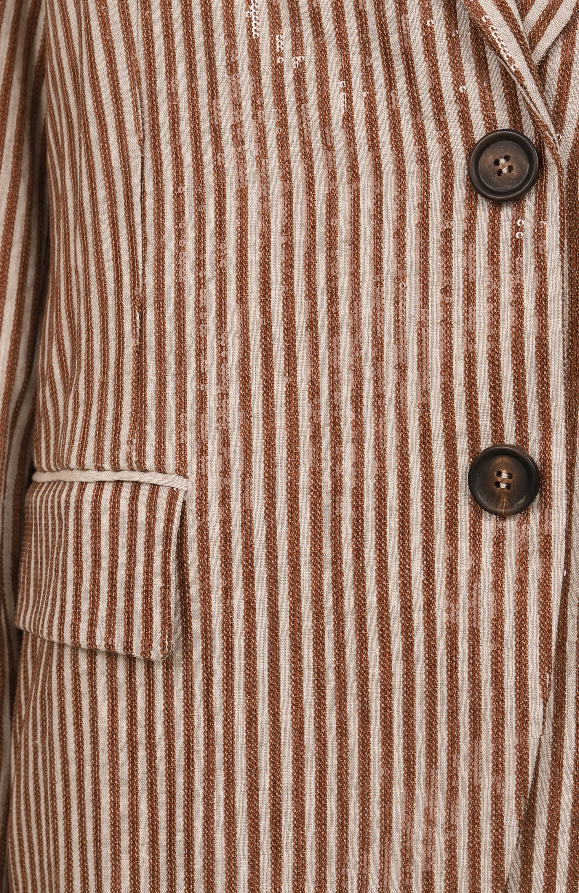 Льняной жакет с отделкой пайетками BRUNELLO CUCINELLI, арт. MM6337378, фото 6