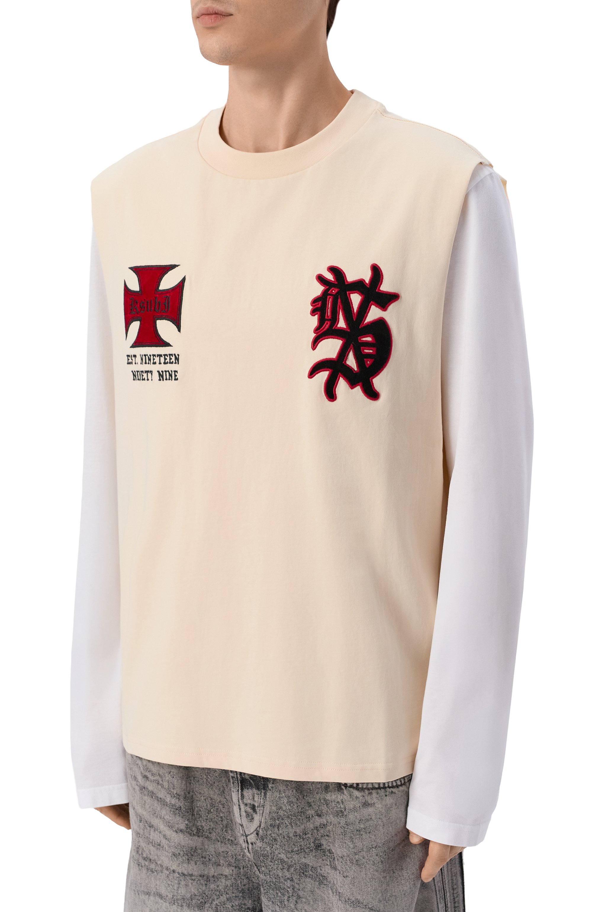 Хлопковая майка KSUBI светло-бежевого цвета по цене 18600 руб., арт. MSP26TA002, фото 3 Хлопковая майка KSUBI, арт. MSP26TA002, фото 3