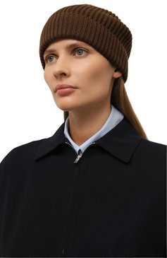 Женская шапка из шерсти и кашемира DOLCE & GABBANA темно-коричневого цвета, арт. FXL68T/JFMU9 | Фото 2 (Материал: Текстиль, Шерсть; Нос: Не проставлено)