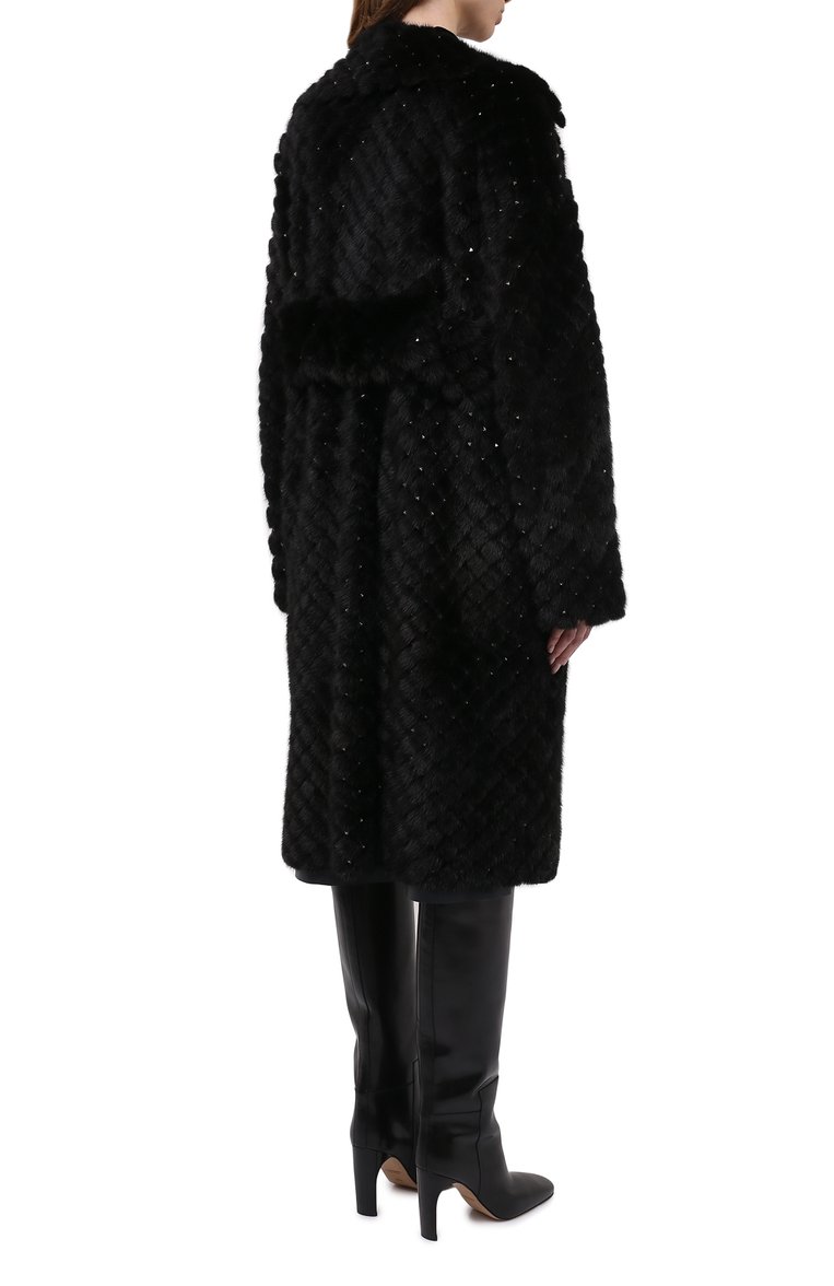 Женская шуба из норки VALENTINO черного цвета, арт. QF3FA5701SF | Фото 4 (Рукава: Длинные; Статус проверки: Проверена категория, Проверено; Длина (верхняя одежда): До колена; Материал внешний: Натуральный мех; Женское Кросс-КТ: Мех; Стили: Классический; Кросс-КТ: Куртка)