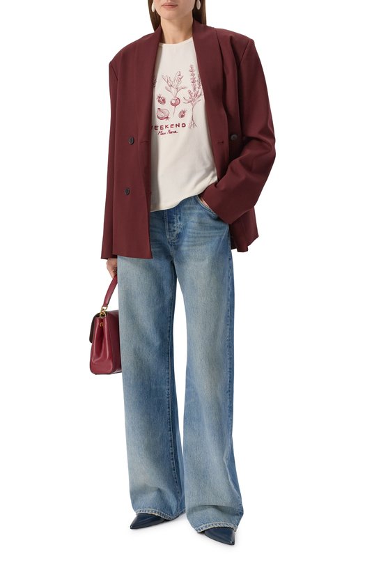 Хлопковый пуловер Weekend Max Mara REN0IR Кремовый  REN0IR Фото 2