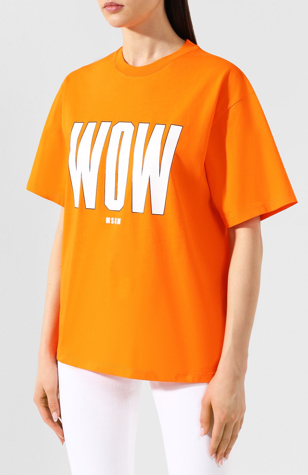 Хлопковая футболка MSGM оранжевого цвета по цене 7995 руб., арт. 2642MDM264 195298, фото 3 Хлопковая футболка MSGM, арт. 2642MDM264 195298, фото 3