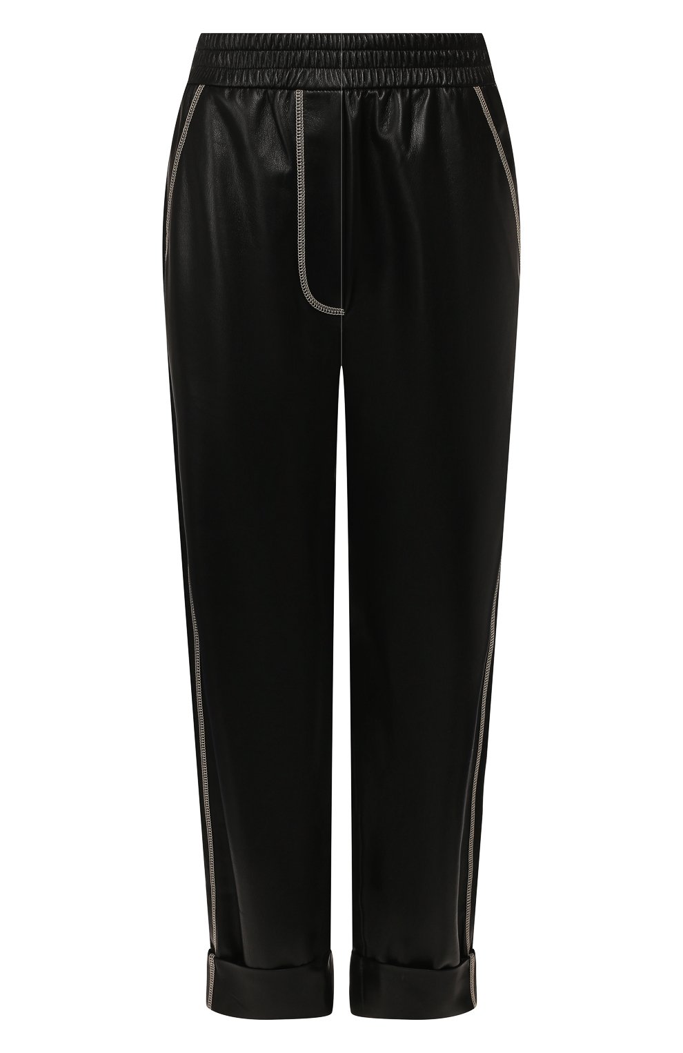 Брюки с отворотами NANUSHKA черного цвета по цене 45500 руб., арт. SELAH_BLACK_VEGAN LEATHER, фото 1 Брюки с отворотами NANUSHKA, арт. SELAH_BLACK_VEGAN LEATHER, фото 1
