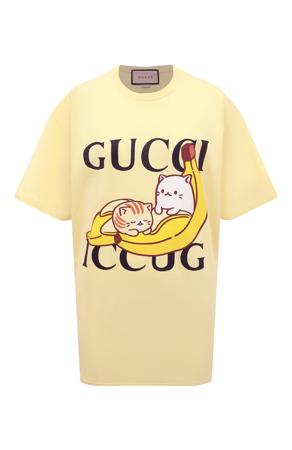 Хлопковая футболка GUCCI светло-желтого цвета по цене 64800 руб., арт. 615044 XJDGQ, фото 1 Хлопковая футболка GUCCI, арт. 615044 XJDGQ, фото 1