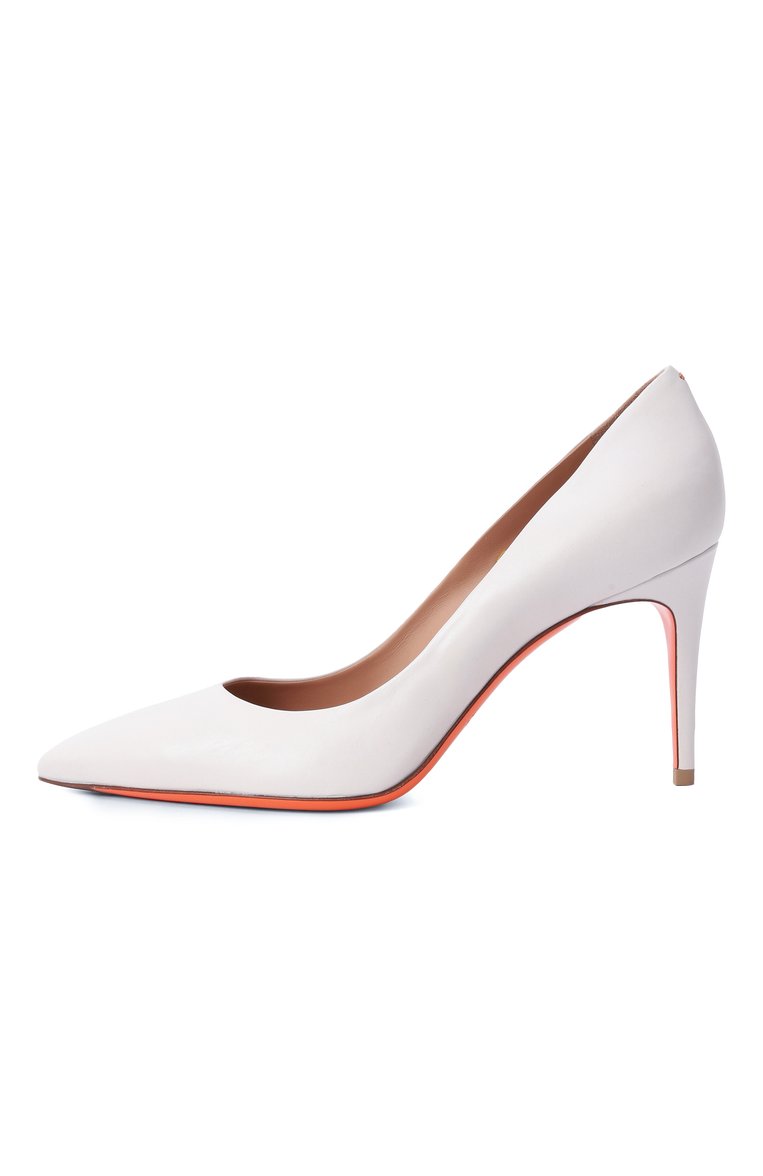 Женские кожаные туфли SANTONI белого цвета, арт. WDIG70945HI2NSZA | Фото 4 (Подошва: Плоская; Материал внешний: Натуральная кожа; Материал внутренний: Натуральная кожа; Каблук высота: Высокий; Каблук тип: Шпилька)