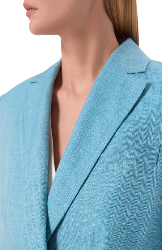 Жакет из шерсти и шелка Kiton D61528K0941E Голубой  D61528K0941E Фото 5