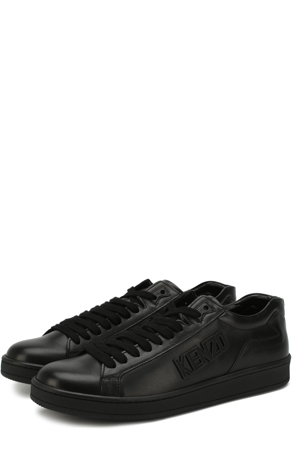 Кожаные кеды на шнуровке KENZO черного цвета по цене 28950 руб., арт. F005SN127L50, фото 1 Кожаные кеды на шнуровке KENZO, арт. F005SN127L50, фото 1