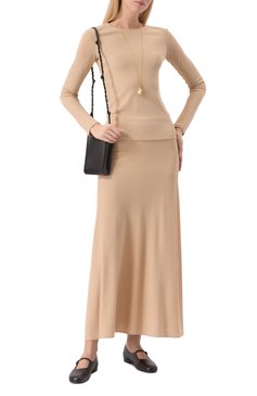 Женская лонгслив из вискозы JIL SANDER бежевого цвета, арт. J04NC0003/J65016 | Фото 2 (Рукава: Длинные; Материал внешний: Вискоза; Длина (для топов): Стандартные; Драгоценные камни: Проставлено; Материал сплава: Проставлено; Женское Кросс-КТ: Лонгслив-одежда; Принт: Без принта; Стили: Минимализм)
