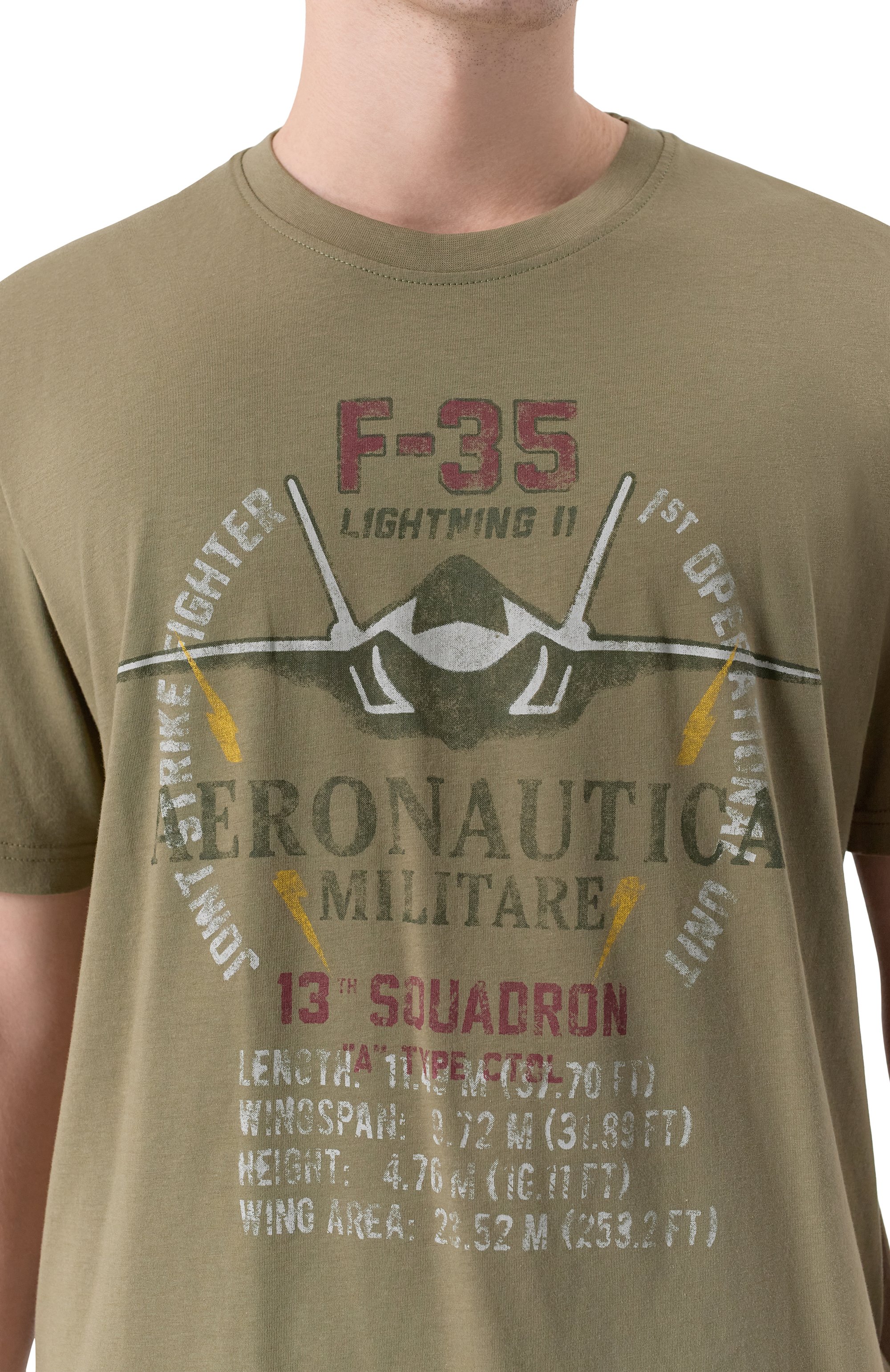 Хлопковая футболка AERONAUTICA MILITARE хаки цвета по цене 7160 руб., арт. TS2536UJ00641, фото 5 Хлопковая футболка AERONAUTICA MILITARE, арт. TS2536UJ00641, фото 5