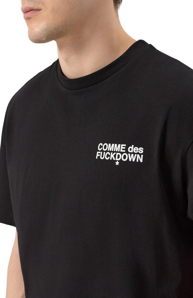 Мужская хлопковая футболка COMME DES FUCKDOWN черного цвета, арт. CFABM01506 | Фото 5 (Длина (для топов): Стандартные; Рукава: Короткие; Материал внешний: Хлопок; Принт: С принтом; Стили: Гранж; Мужское Кросс-КТ: Футболка-одежда; Кросс-КТ: Джерси; Автоматизация ТО: Проставлено; Автоматизация состава: Проставлено; Детали: Без декора)