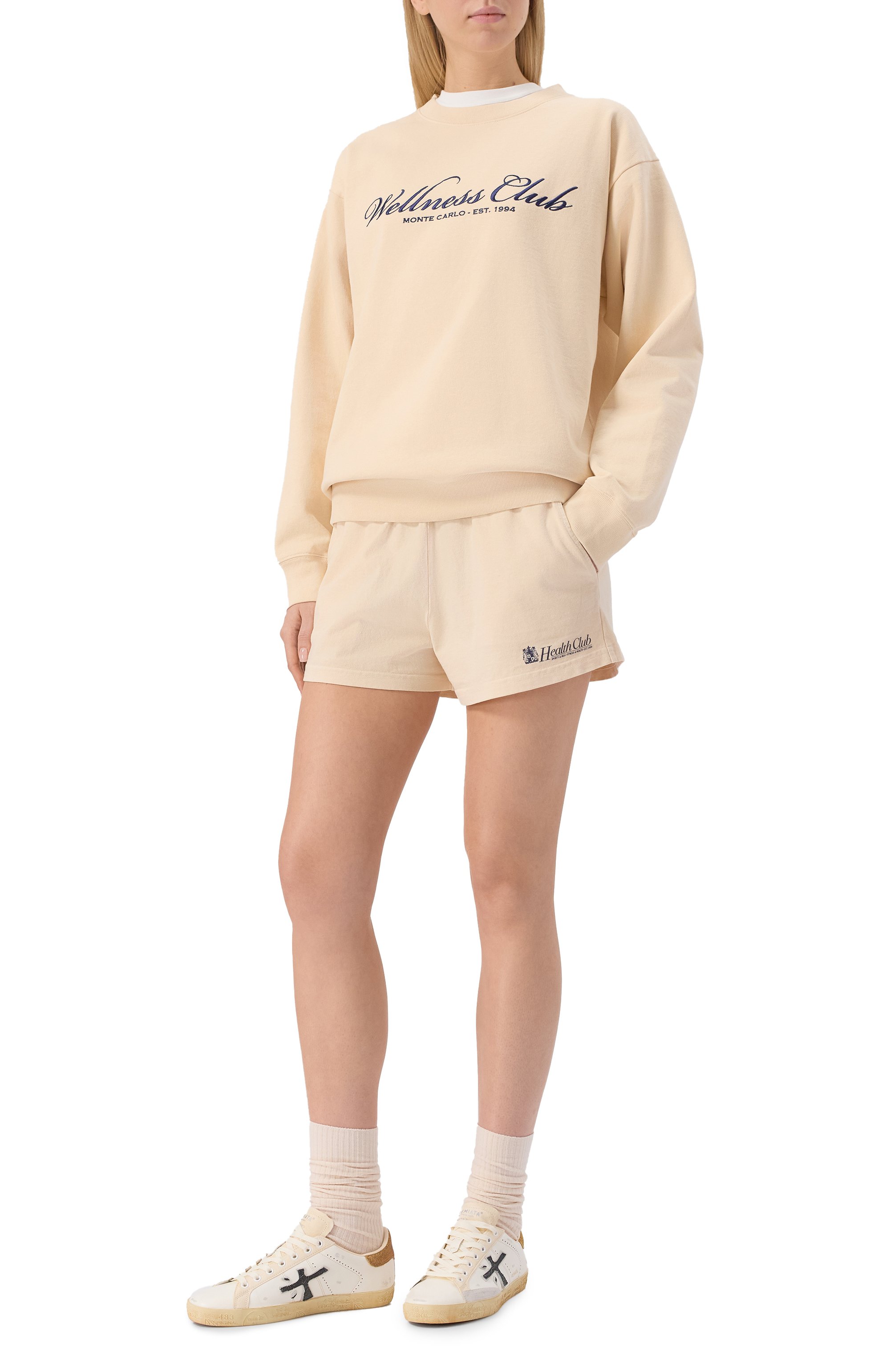 Хлопковый свитшот SPORTY AND RICH кремового цвета по цене 22100 руб., арт. ST071620081CR01, фото 2 Хлопковый свитшот SPORTY AND RICH, арт. ST071620081CR01, фото 2