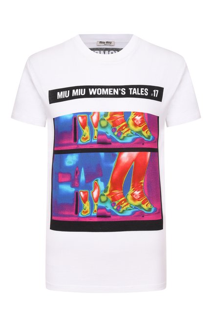 Женская хлопковая футболка MIU MIU, арт. MJN150-1QD2-F0009