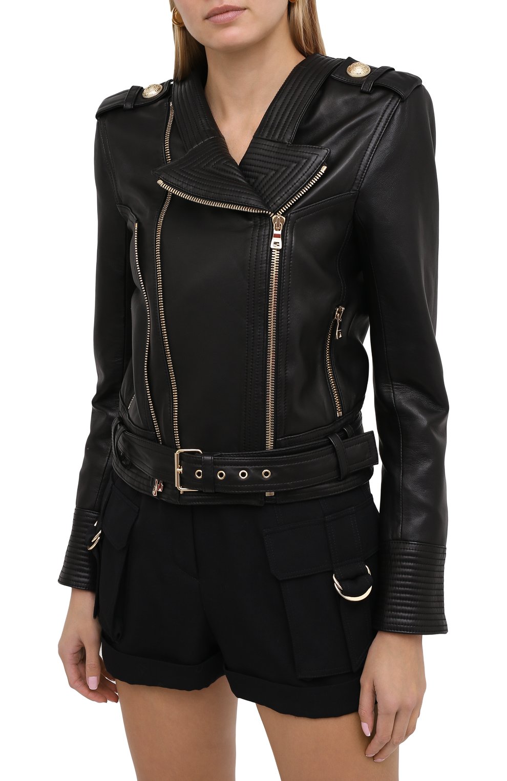 Кожаная куртка BALMAIN черного цвета по цене 238500 руб., арт. UF18253/L025, фото 4 Кожаная куртка BALMAIN, арт. UF18253/L025, фото 4