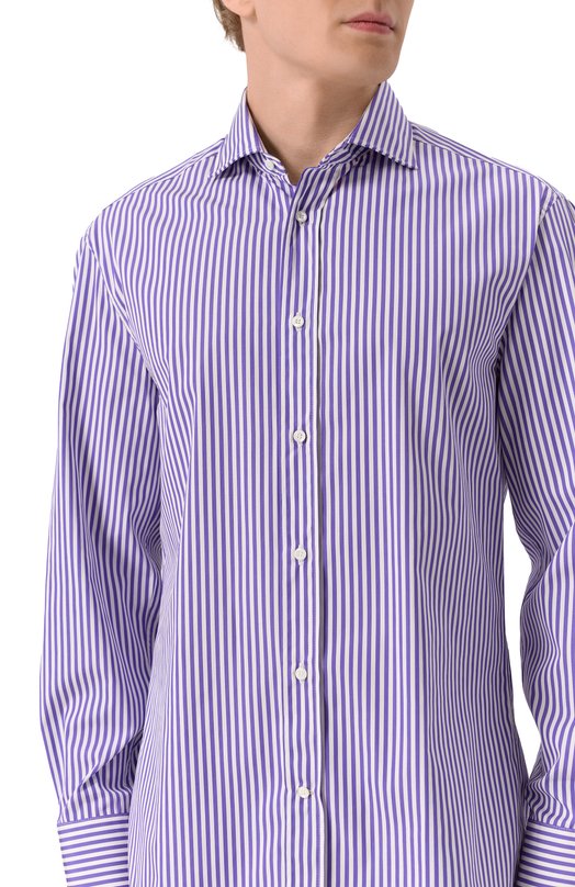Хлопковая рубашка Brunello Cucinelli MY6501718 Фиолетовый  MY6501718 Фото 5